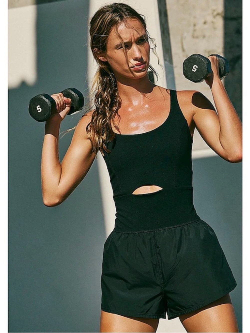 FP Movement by Free People Black Lightweight Athletic romper